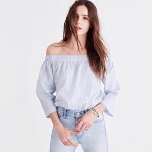 Madewell off the shoulder striped top, Sz M, like new!